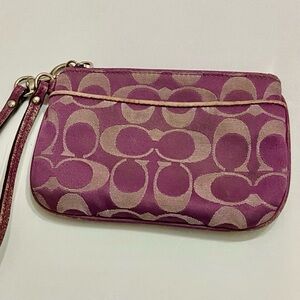 Coach Purple Signature Jacquard Wristlet